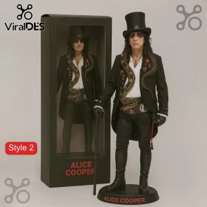Alice Cooper Rock Legend Limited Edition Acrylic Plaque featuring the performer with a snake and top hat on a display.