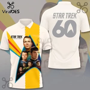 Star Trek The Animated Series polo shirt featuring Captain Kirk, Spock, and crew inside a star insignia graphic.!