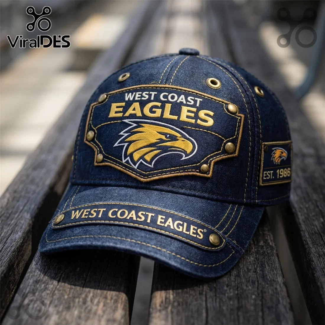 West Coast Eagles Navy Denim Embroidered Baseball Cap West Coast Eagles Navy Denim Embroidered Baseball Cap