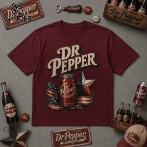 Dr Pepper Vintage 9/11 Memorial Anniversary Maroon T-Shirt featuring a soda can and an American flag star graphic.