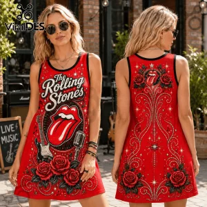 The Rolling Stones Red Floral Sleeveless Dress