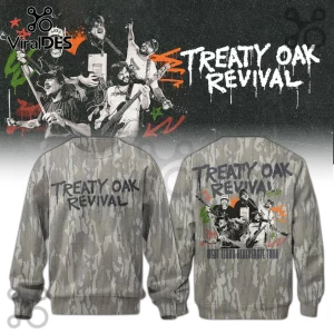 Treaty Oak Revival camouflage crewneck sweatshirt with band graphic and West Texas Degenerate Tour text print.!