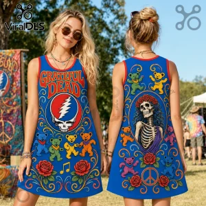 Grateful Dead Dancing Bears Blue Grad Dress