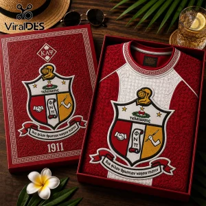 Kappa Alpha Psi fraternity apparel gift set with red embossed presentation box and matching red and white jersey shield.!