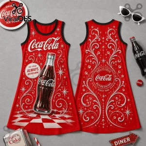 Coca-Cola Vintage Logo Red Sleeveless Women Dress