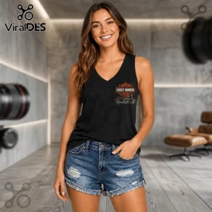 Harley-Davidson Flaming Black V-Neck Tank Top