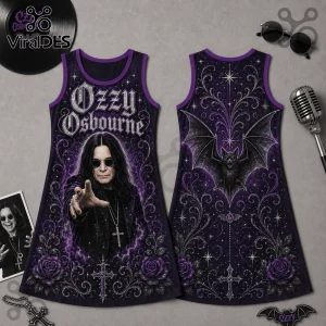 Ozzy Osbourne Purple Floral Bat Sleeveless Dress