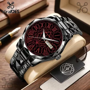 In Flames Black Alloy Roman Numeral Quartz Watch In Flames Black Alloy Roman Numeral Quartz Watch