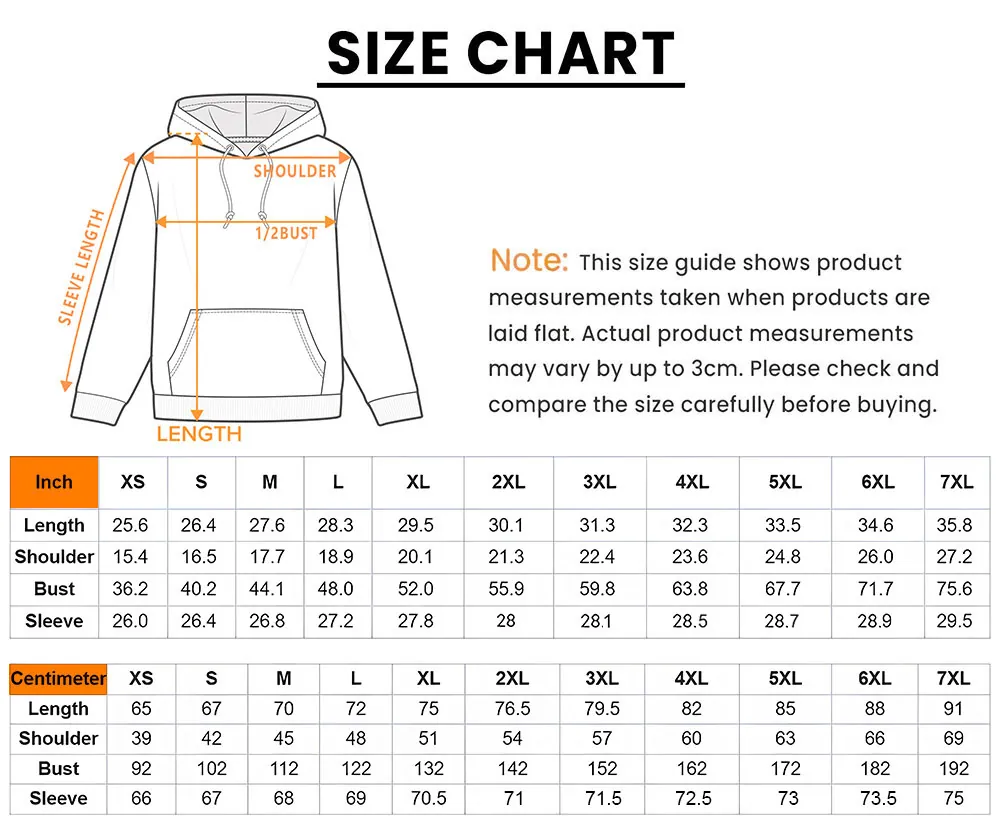 Waffle Hoodie Size Chart