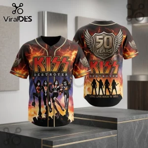KISS Destroyer 50th Anniversary Black Baseball Jersey