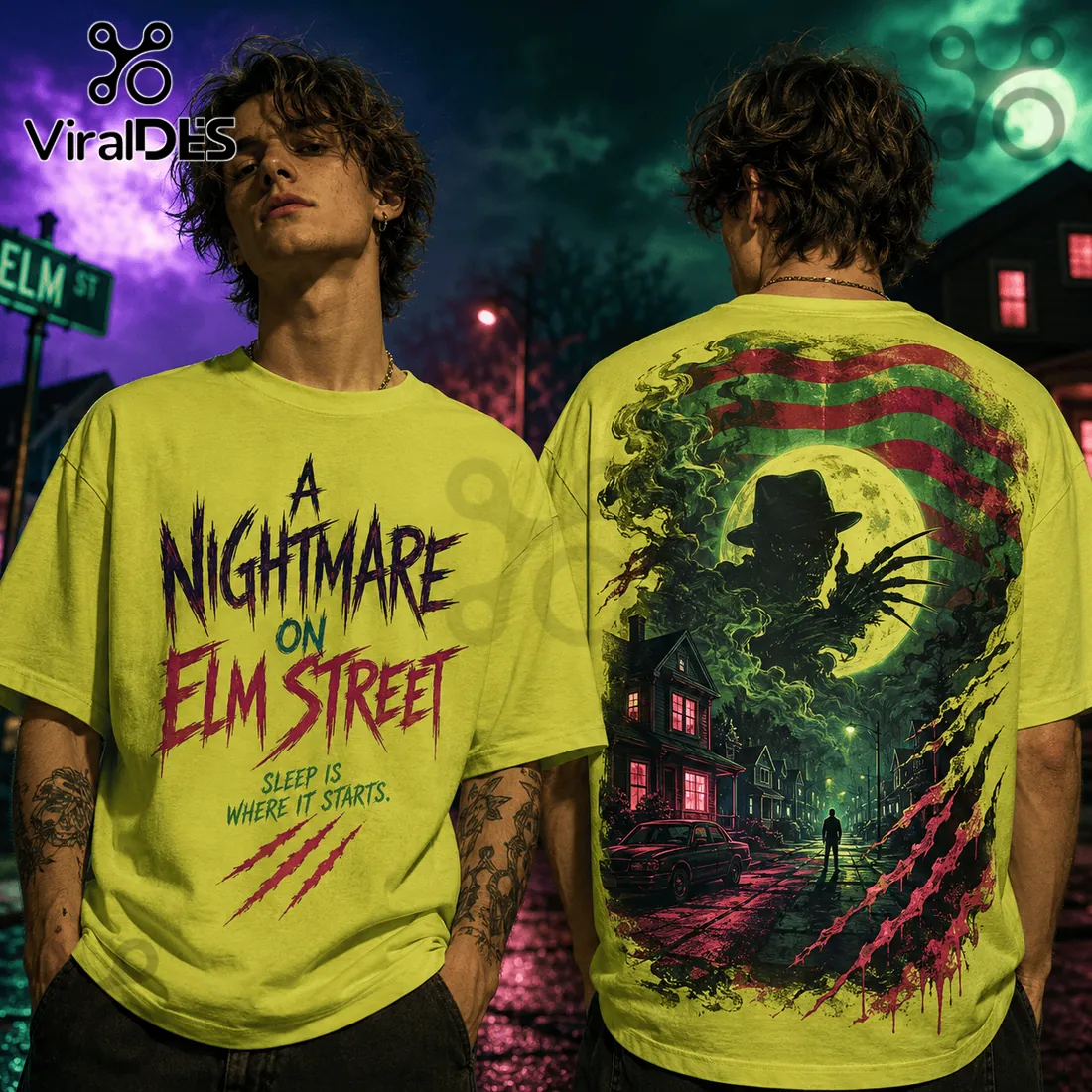 A Nightmare on Elm Street Neon Green T-Shirt A Nightmare on Elm Street Neon Green T-Shirt