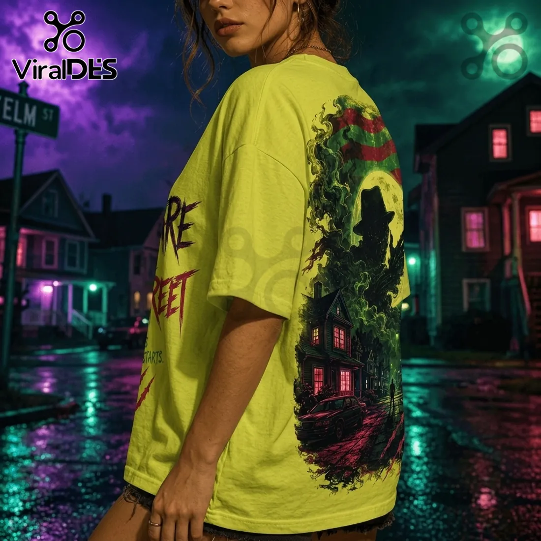 A Nightmare on Elm Street Neon Green T-Shirt A Nightmare on Elm Street Neon Green T-Shirt