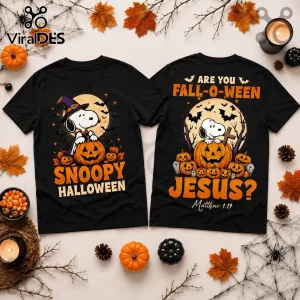 Snoopy Fall-O-Ween Jesus Two-Sided Black T-Shirt Snoopy Fall-O-Ween Jesus Two-Sided Black T-Shirt
