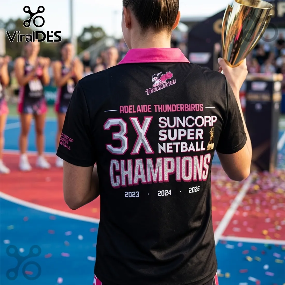 Adelaide Thunderbirds 2026 Champions Black Polo Shirt Adelaide Thunderbirds 2026 Champions Black Polo Shirt