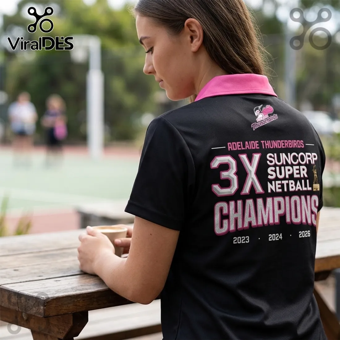 Adelaide Thunderbirds 2026 Champions Black Polo Shirt Adelaide Thunderbirds 2026 Champions Black Polo Shirt