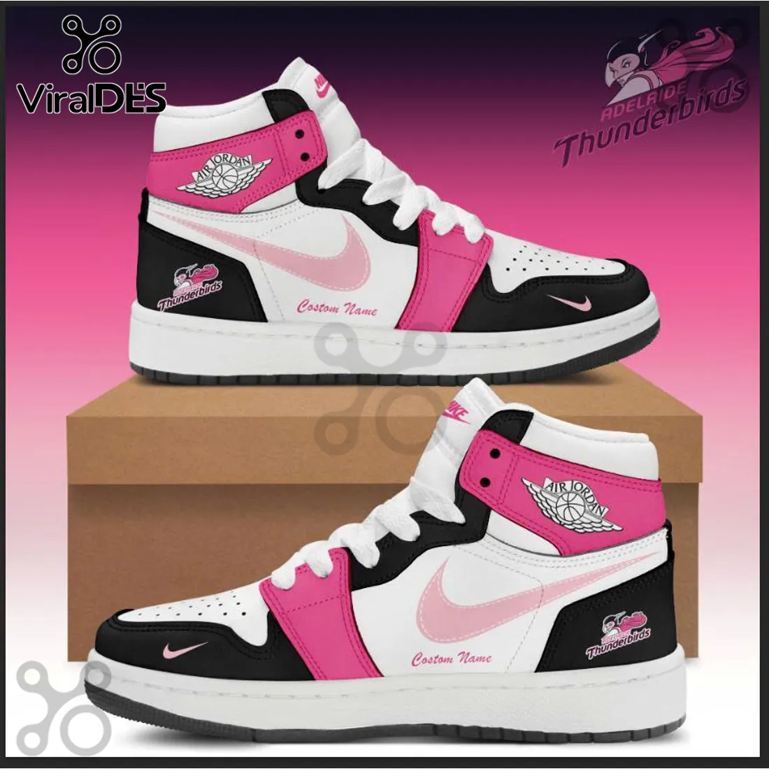 Adelaide Thunderbirds Pink Black High Top Sneakers Adelaide Thunderbirds Pink Black High Top Sneakers