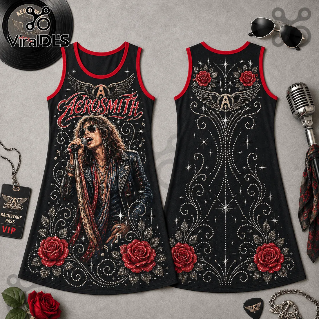 Aerosmith Steven Tyler Rose Sleeveless Dress Aerosmith Steven Tyler Rose Sleeveless Dress