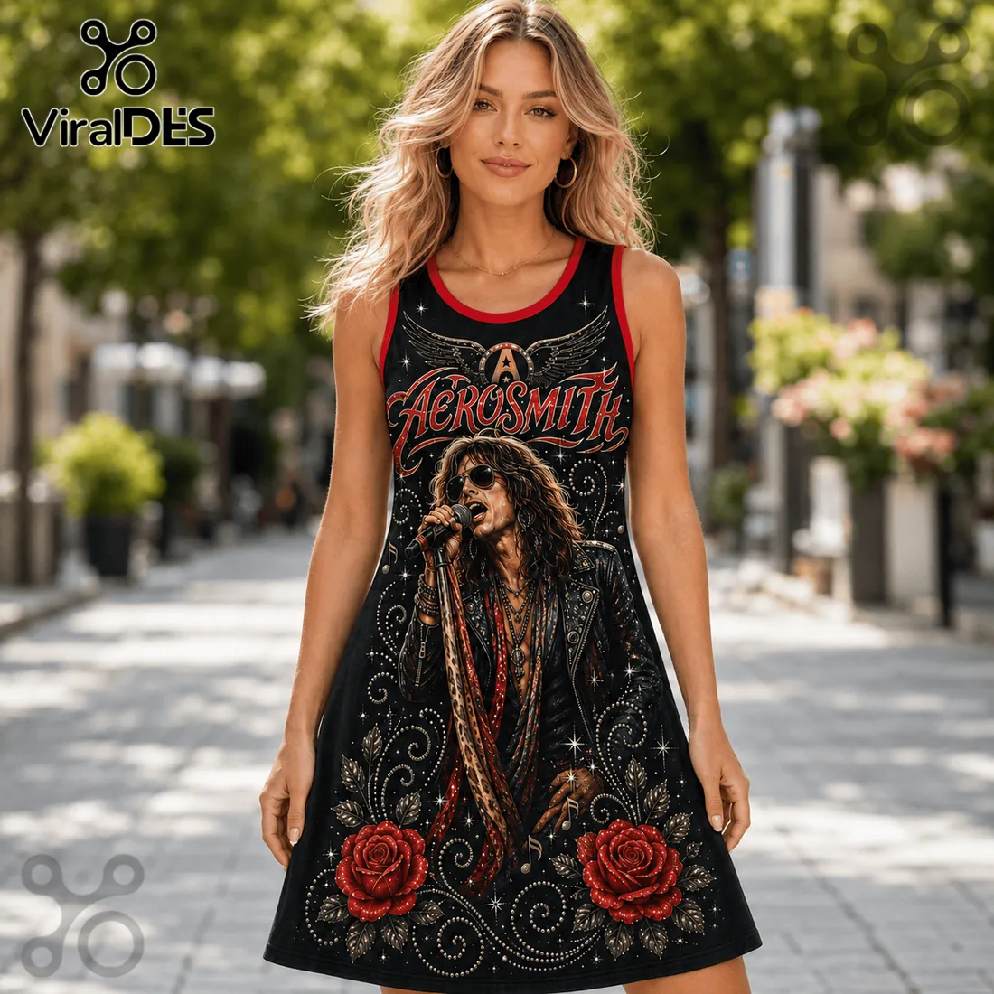 Aerosmith Steven Tyler Rose Sleeveless Dress Aerosmith Steven Tyler Rose Sleeveless Dress