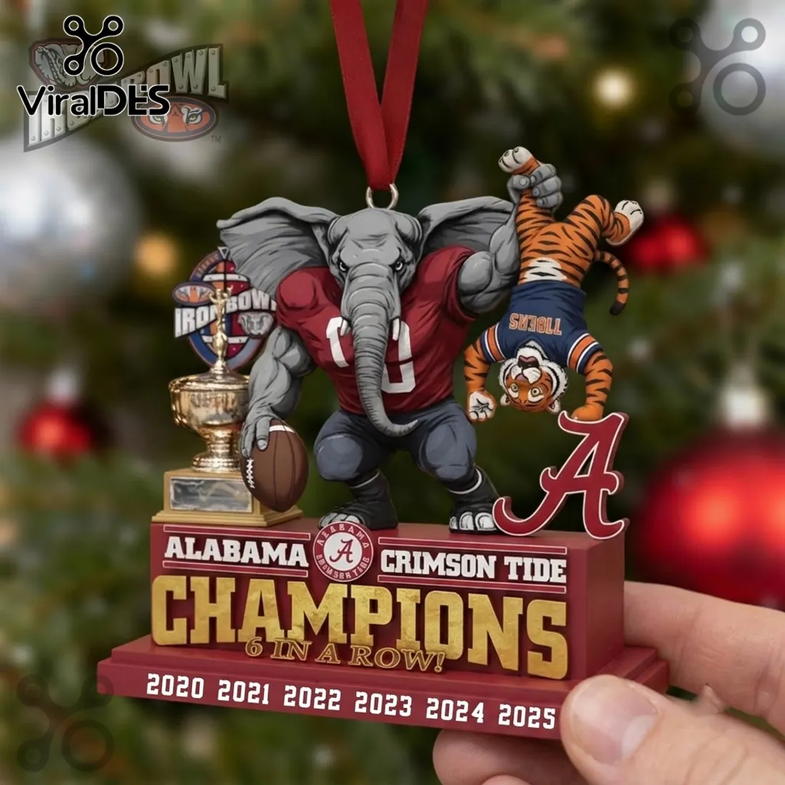 Alabama Crimson Tide Champions Hanging Christmas Ornament Alabama Crimson Tide Champions Hanging Christmas Ornament