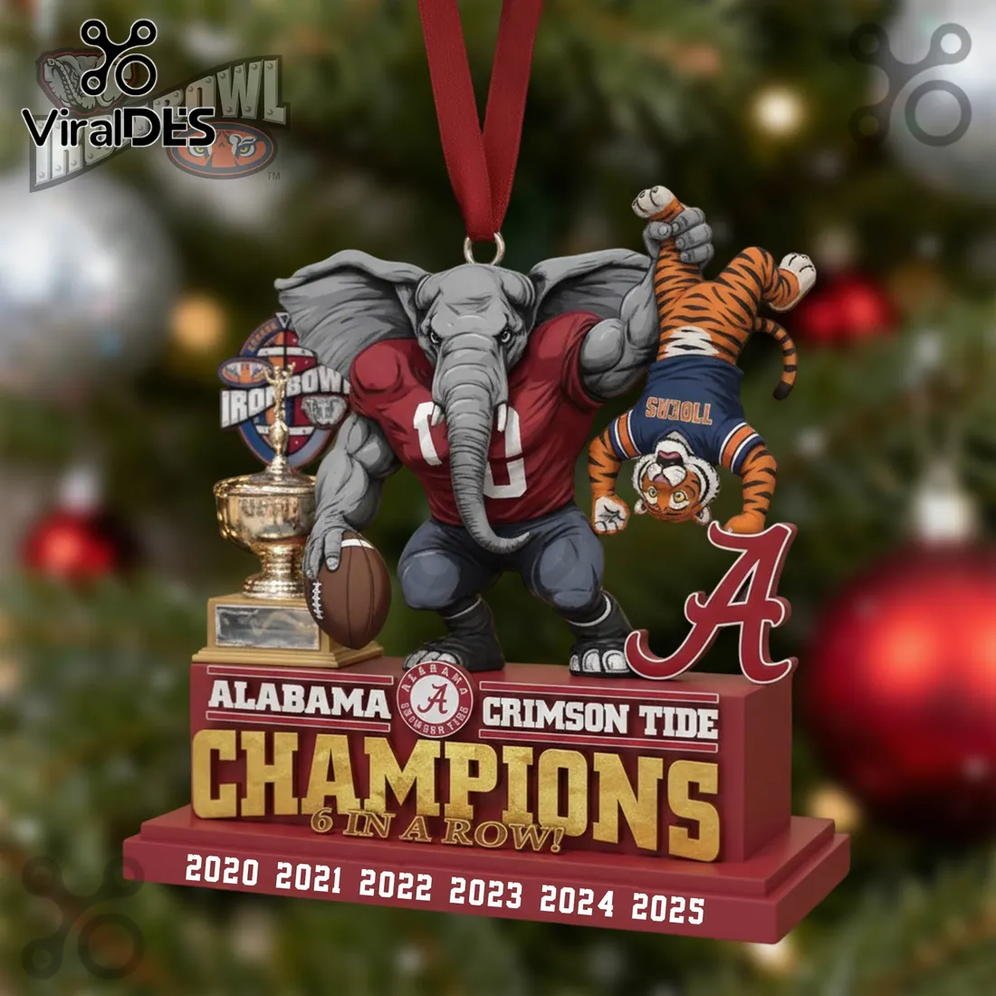 Alabama Crimson Tide Champions Hanging Christmas Ornament Alabama Crimson Tide Champions Hanging Christmas Ornament