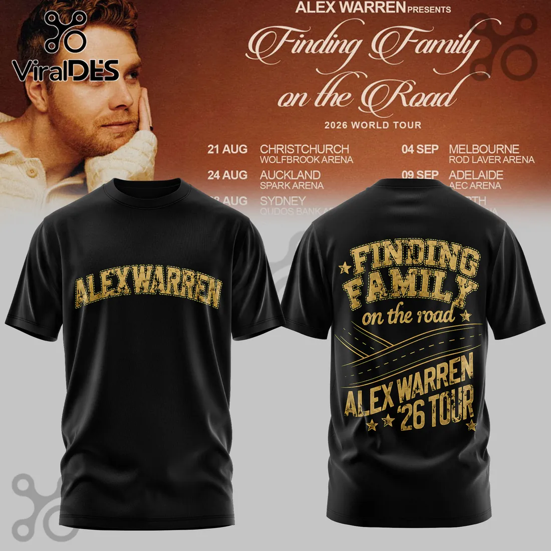 Alex Warren Finding Family On The Road World Tour Cotton T-Shirt Alex Warren Finding Family On The Road World Tour Cotton T-Shirt