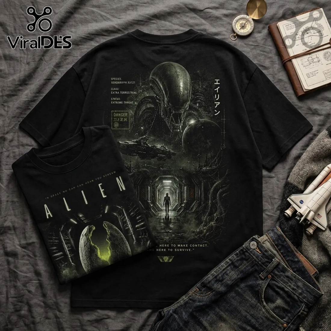 Alien Xenomorph Nostromo Black T-Shirt Alien Xenomorph Nostromo Black T-Shirt