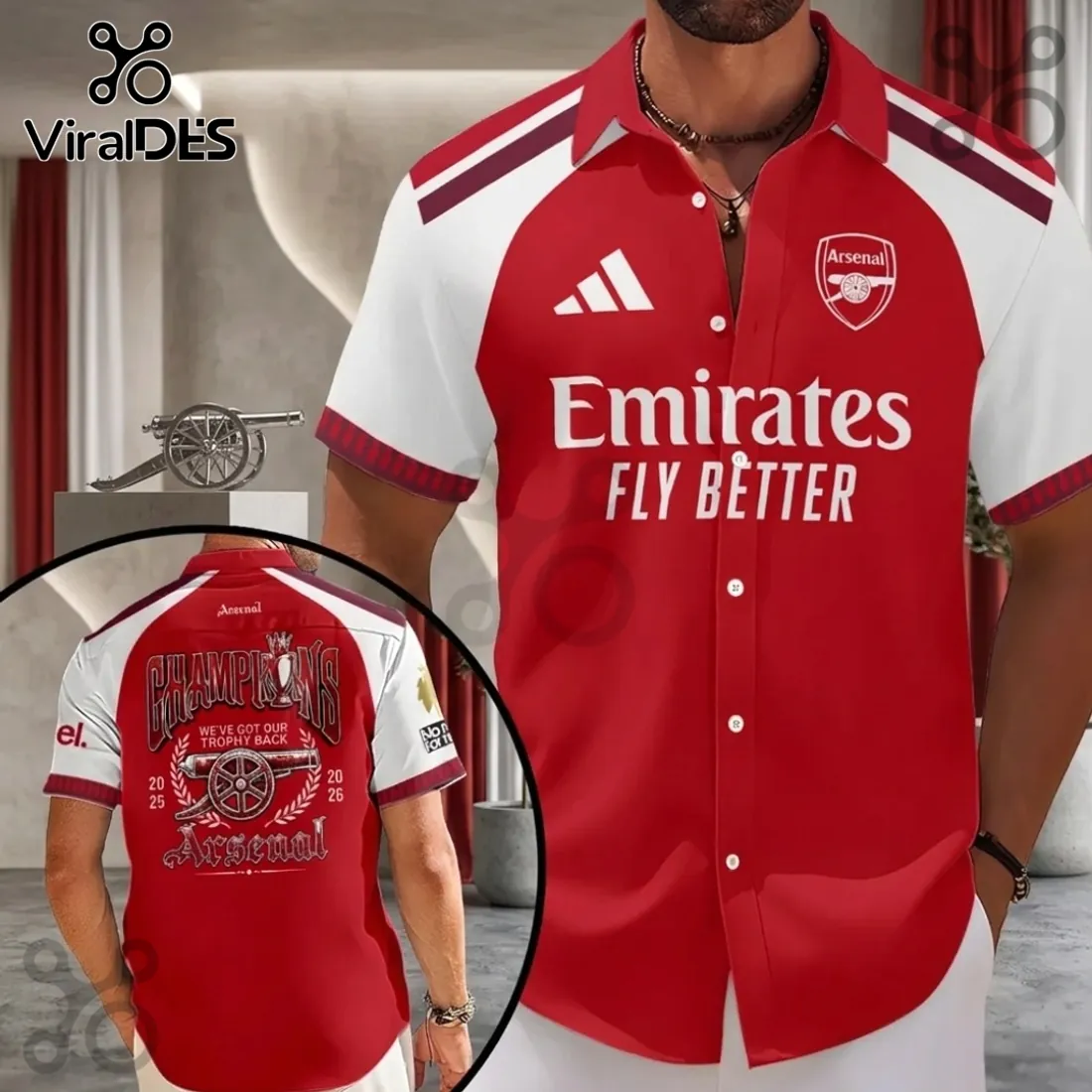 Arsenal FC Premier League Champions 2025-26 Button-Down Shirt Arsenal FC Premier League Champions 2025-26 Button-Down Shirt