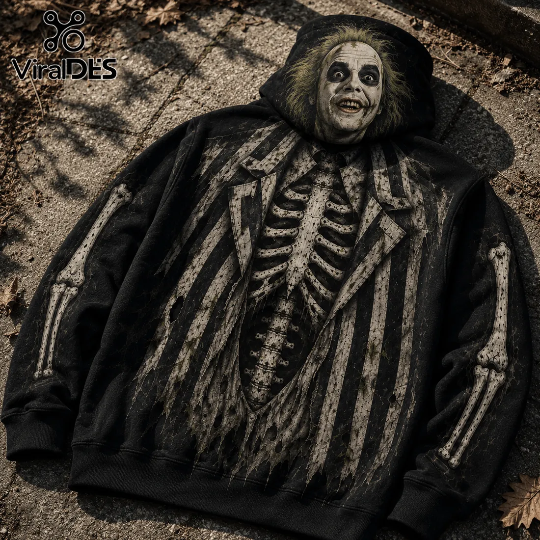 Beetlejuice Illustrated Skeleton Costume Hoodie Beetlejuice Illustrated Skeleton Costume Hoodie