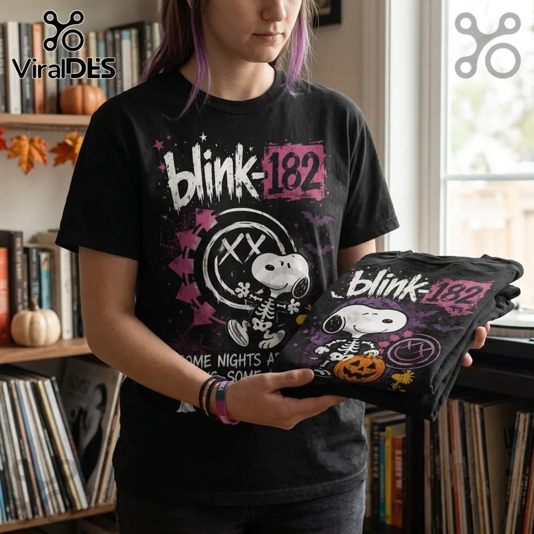 Blink-182 x Snoopy Skeleton Halloween Black T-Shirt Blink-182 x Snoopy Skeleton Halloween Black T-Shirt