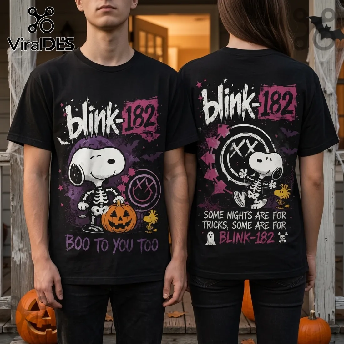 Blink-182 x Snoopy Skeleton Halloween Black T-Shirt Blink-182 x Snoopy Skeleton Halloween Black T-Shirt