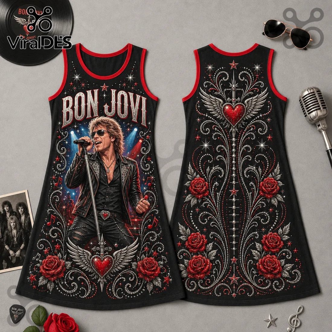 Bon Jovi Black Floral Sleeveless Dress Bon Jovi Black Floral Sleeveless Dress