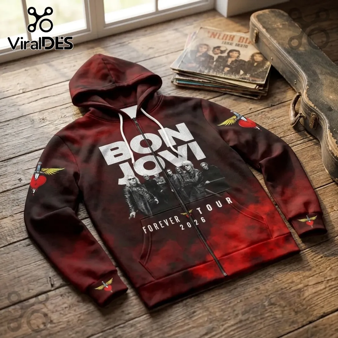 Bon Jovi Forever Tour 2026 Red Tie-Dye Hoodie Bon Jovi Forever Tour 2026 Red Tie-Dye Hoodie