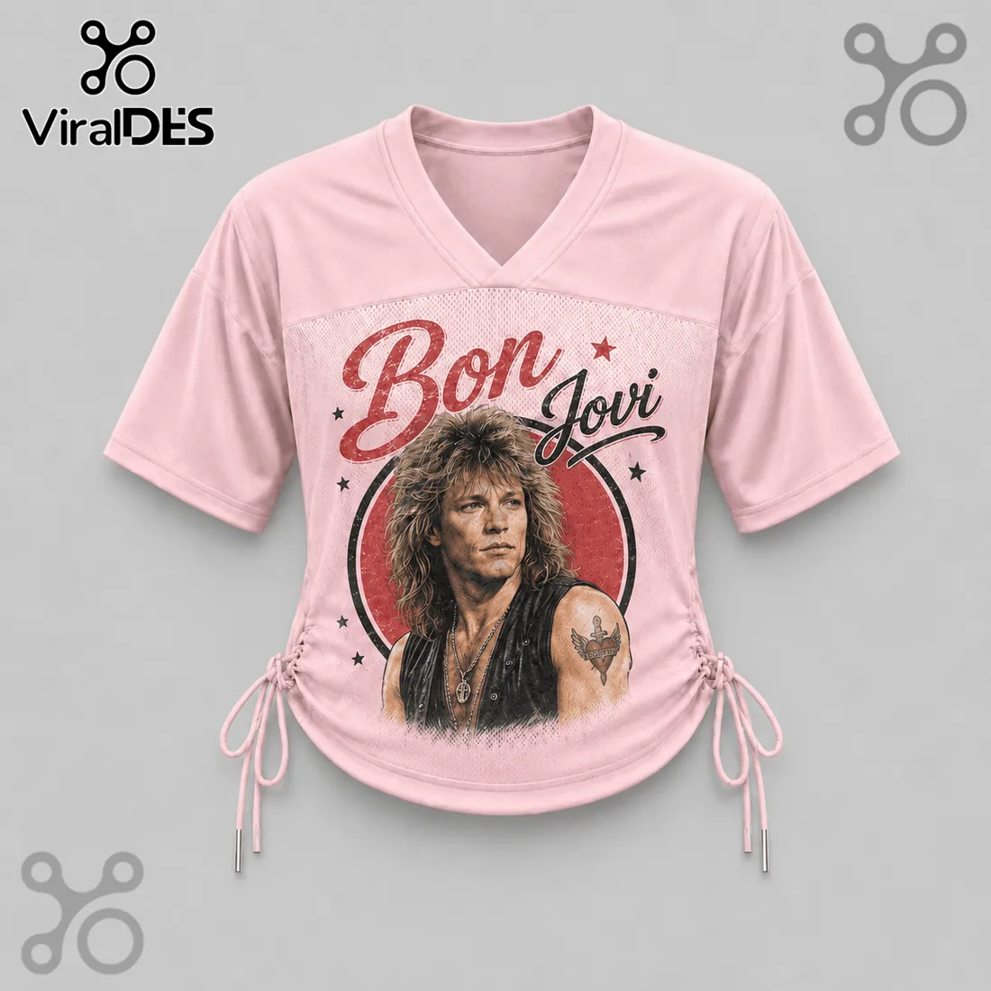 Bon Jovi Livin On A Prayer Pink Lace-Up Jersey Bon Jovi Livin On A Prayer Pink Lace-Up Jersey