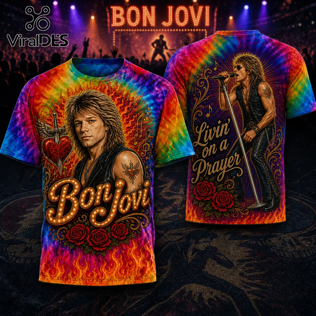 Bon Jovi Livin on a Prayer Tie Dye T-Shirt Bon Jovi Livin on a Prayer Tie Dye T-Shirt