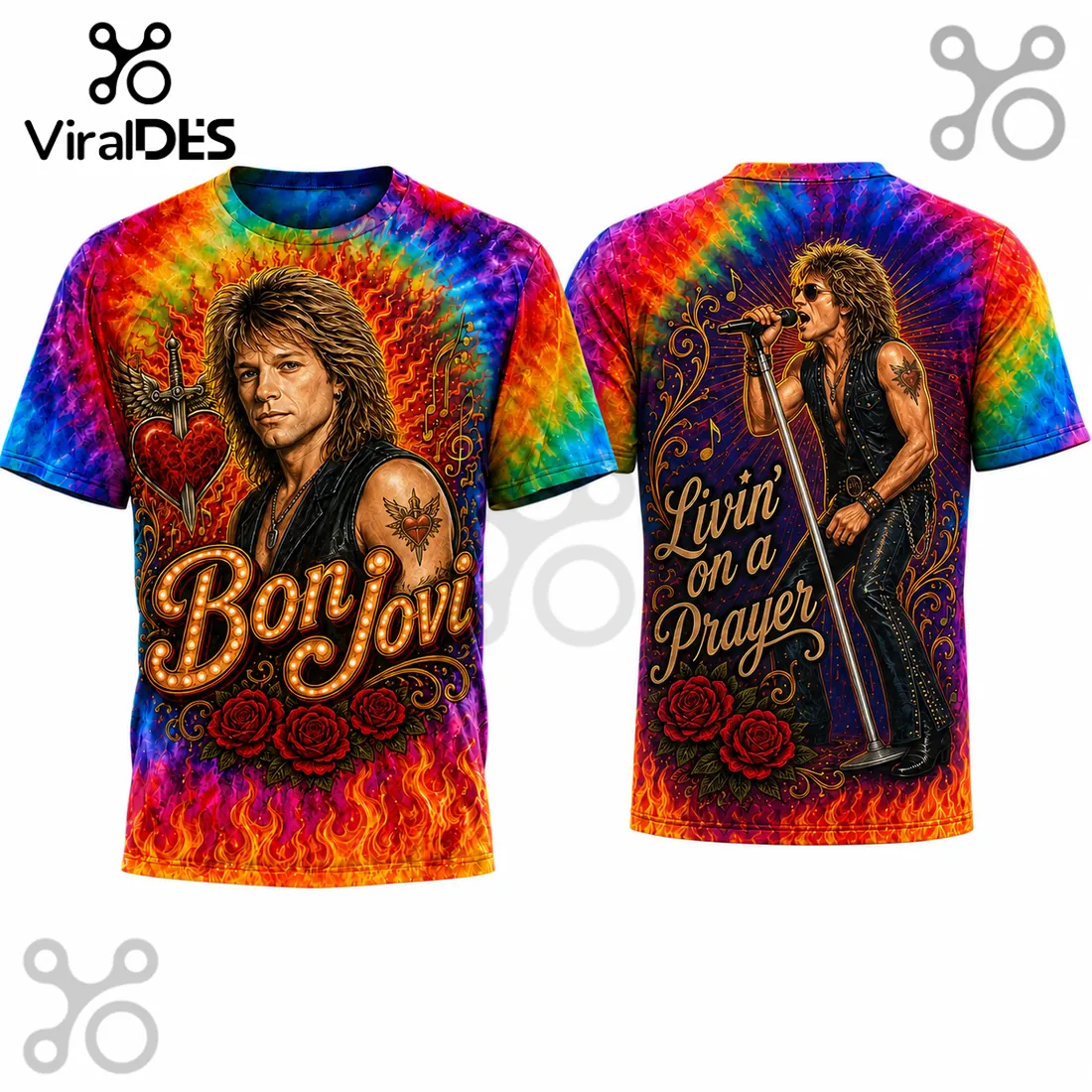 Bon Jovi Livin on a Prayer Tie Dye T-Shirt Bon Jovi Livin on a Prayer Tie Dye T-Shirt
