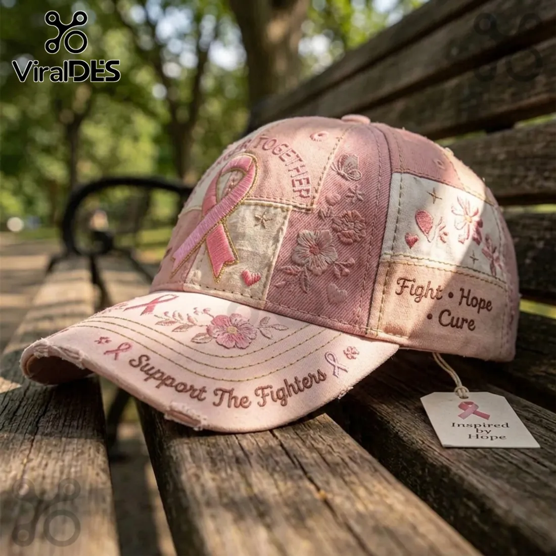 Breast Cancer Awareness Pink Ribbon Embroidered Cap Breast Cancer Awareness Pink Ribbon Embroidered Cap