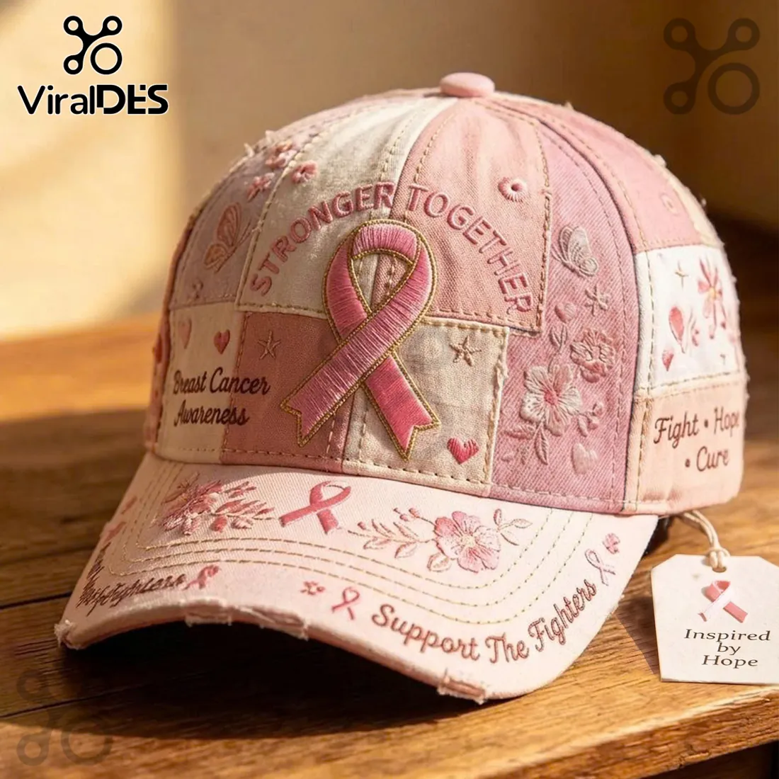 Breast Cancer Awareness Pink Ribbon Embroidered Cap Breast Cancer Awareness Pink Ribbon Embroidered Cap