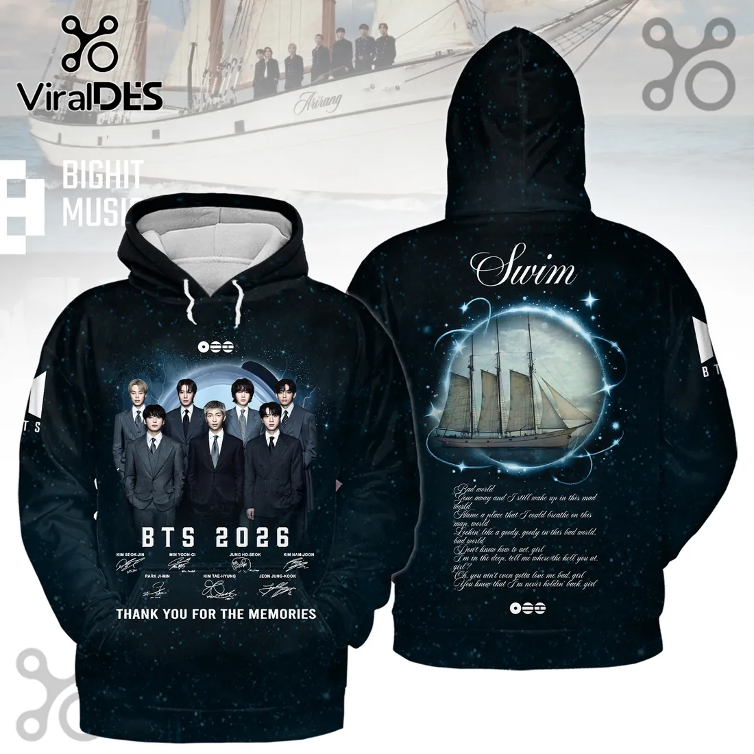 BTS 2026 Thank You For The Memories Signatures Hoodie BTS 2026 Thank You For The Memories Signatures Hoodie