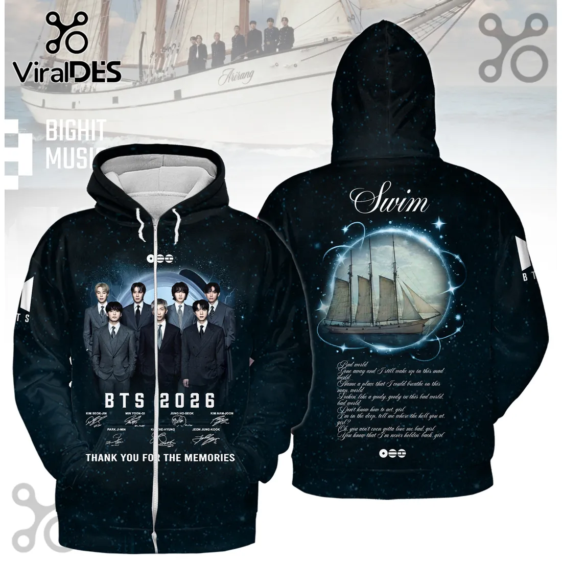 BTS 2026 Thank You For The Memories Signatures Hoodie BTS 2026 Thank You For The Memories Signatures Hoodie