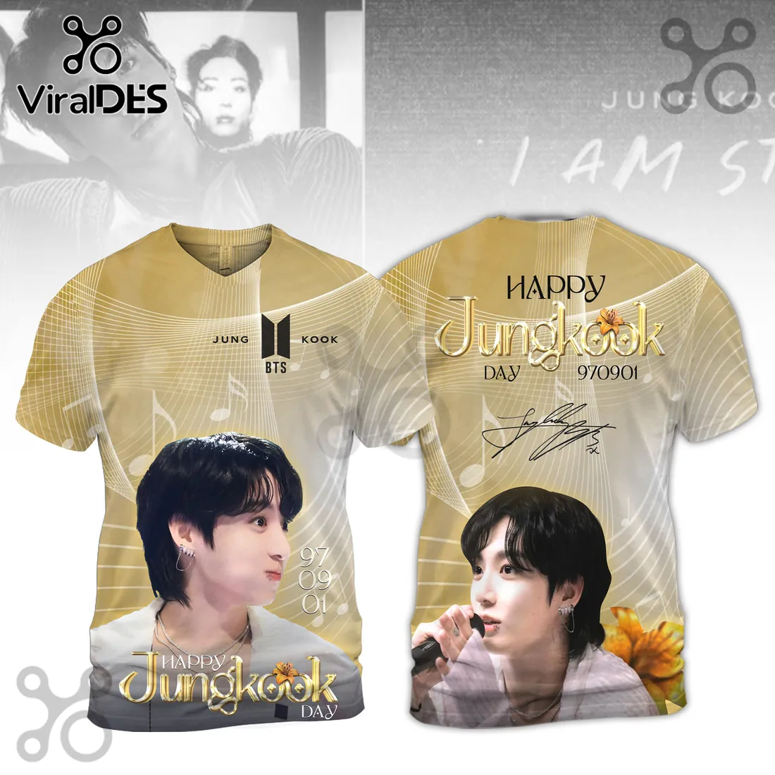 BTS Jungkook Gold Portrait Pullover Hoodie BTS Jungkook Gold Portrait Pullover Hoodie