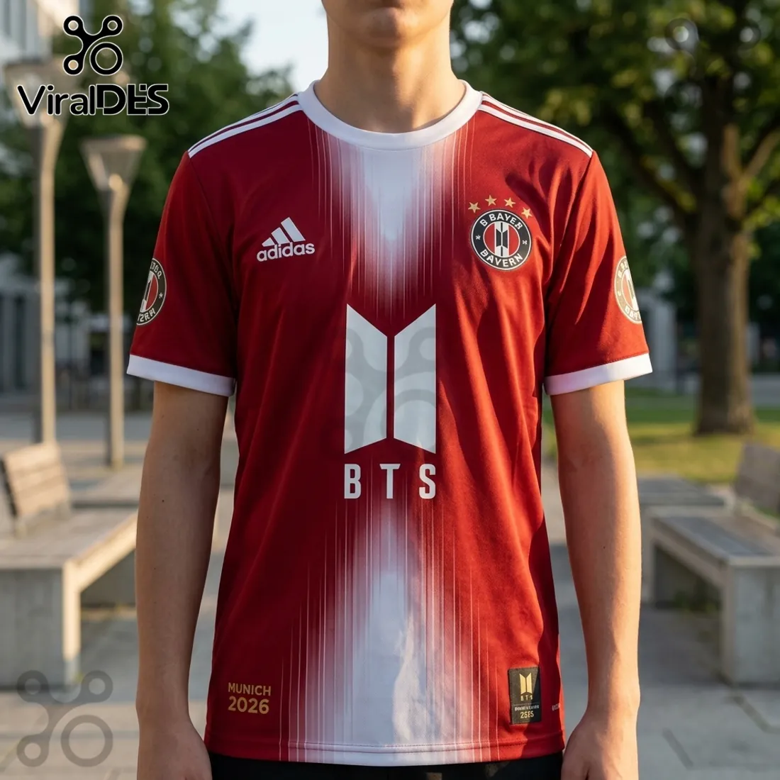BTS World Tour Arirang x FC Bayern Munich Red Shirt BTS World Tour Arirang x FC Bayern Munich Red Shirt