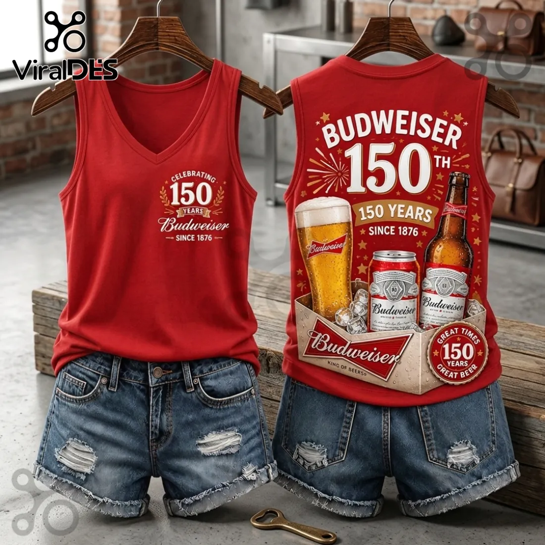 Budweiser 150th Anniversary V-Neck Tank Top Budweiser 150th Anniversary V-Neck Tank Top