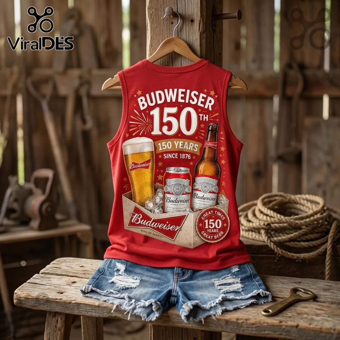 Budweiser 150th Anniversary V-Neck Tank Top Budweiser 150th Anniversary V-Neck Tank Top
