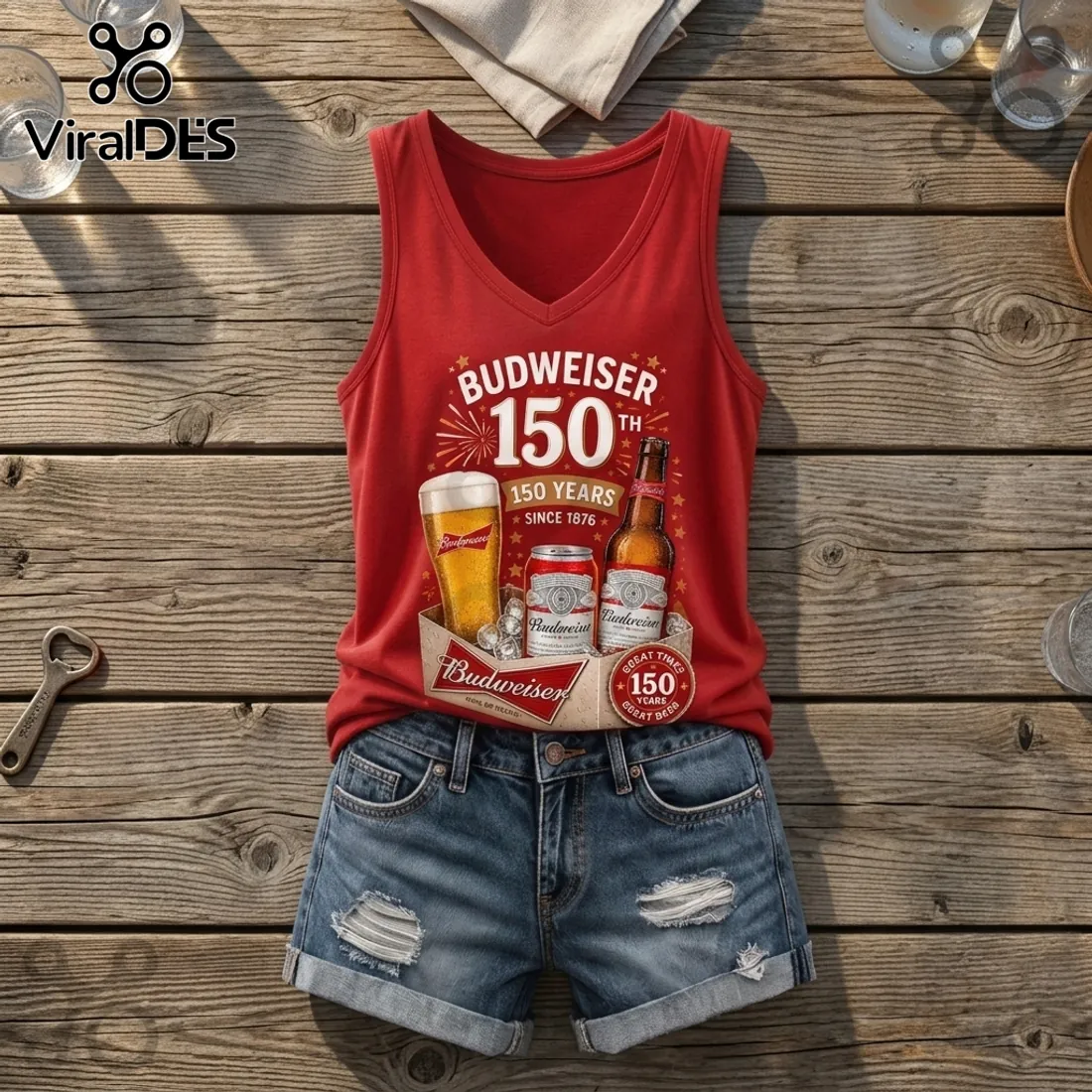 Budweiser 150th Anniversary V-Neck Tank Top Budweiser 150th Anniversary V-Neck Tank Top