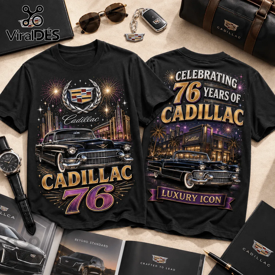 Cadillac 76 Years Anniversary Edition Black T-Shirt Cadillac 76 Years Anniversary Edition Black T-Shirt