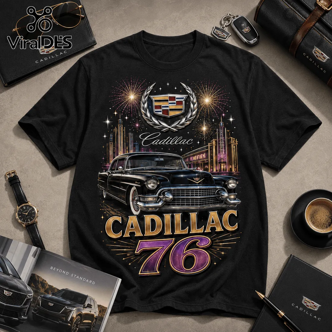 Cadillac 76 Years Anniversary Edition Black T-Shirt Cadillac 76 Years Anniversary Edition Black T-Shirt