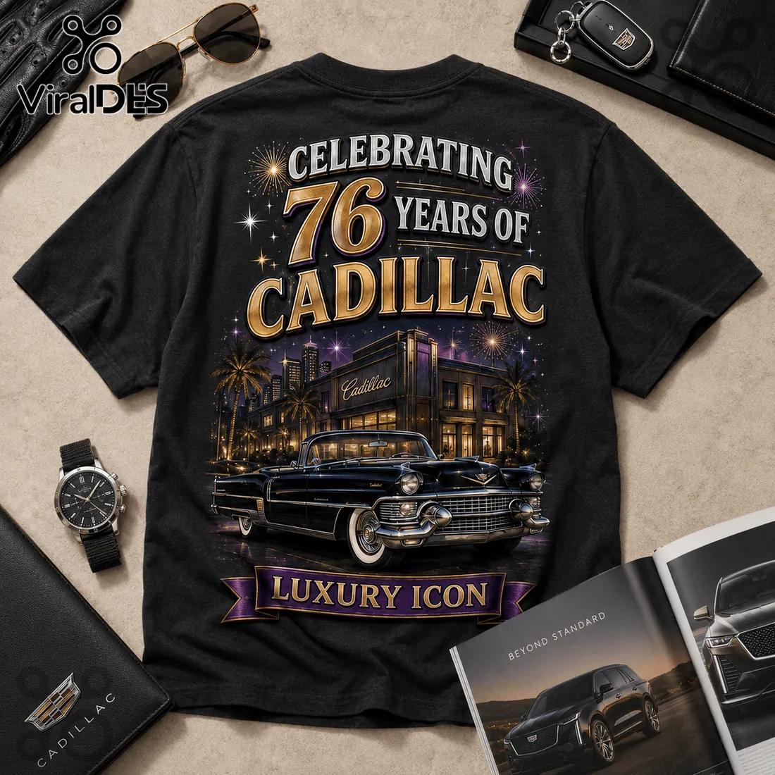 Cadillac 76 Years Anniversary Edition Black T-Shirt Cadillac 76 Years Anniversary Edition Black T-Shirt