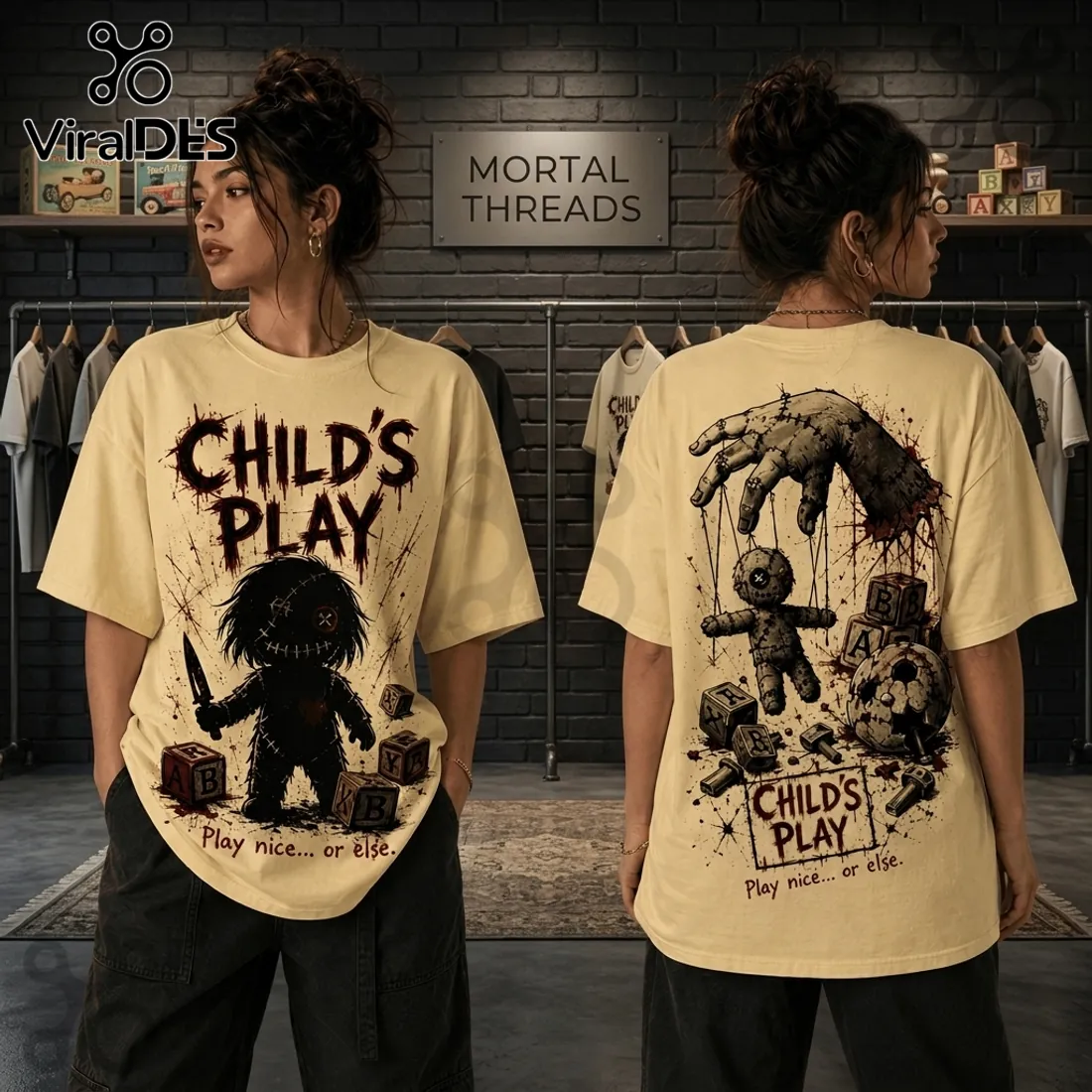 Childs Play Chucky Voodoo Doll Beige T-Shirt Childs Play Chucky Voodoo Doll Beige T-Shirt