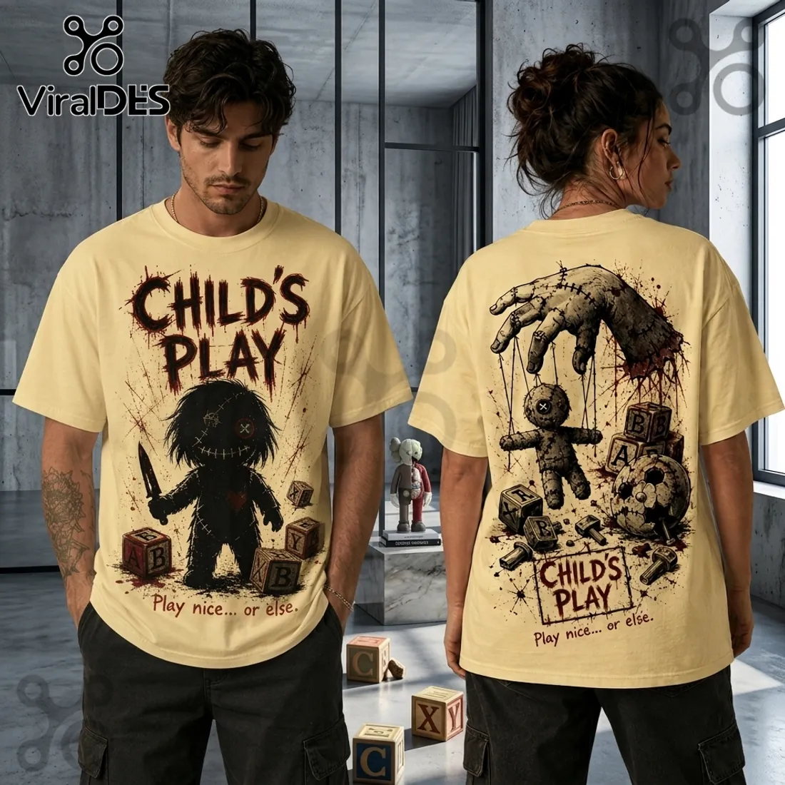 Childs Play Chucky Voodoo Doll Beige T-Shirt Childs Play Chucky Voodoo Doll Beige T-Shirt