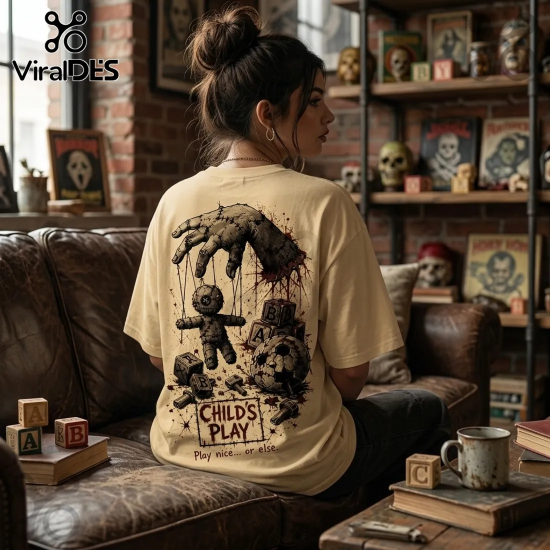 Childs Play Chucky Voodoo Doll Beige T-Shirt Childs Play Chucky Voodoo Doll Beige T-Shirt